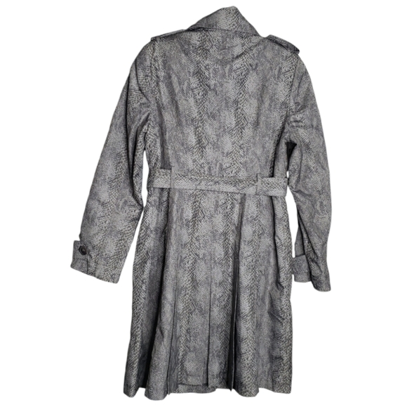 Vtg Snake Print Y2K 80's Trench Coat Rain Double Breast Mod Animal Spy Grunge  S - Picture 16 of 17